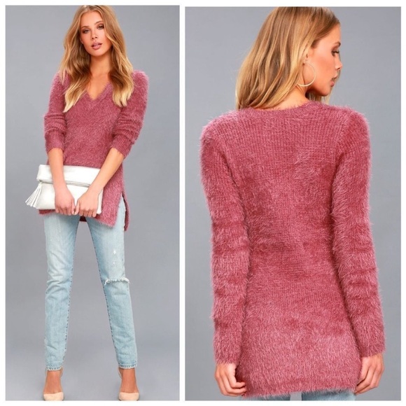 NWOT Jack by BB Dakota/Revolve Pam Eyelash Knit Sweater Deco Rose - Picture 6 of 6